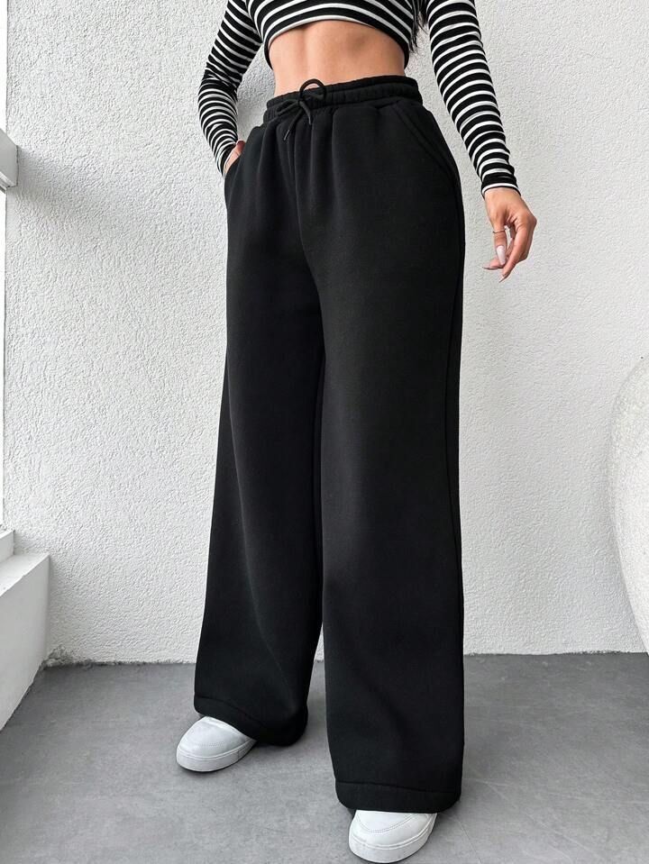 Women Solid Black Track Pants-image-33