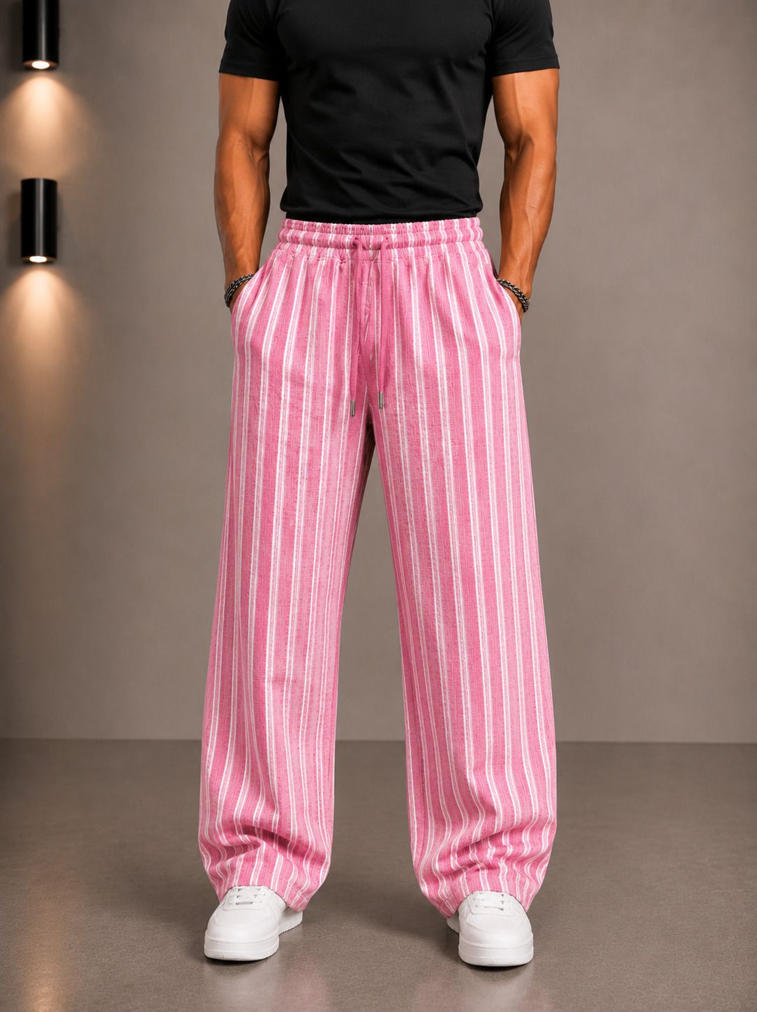 featous Stripe Wide Leg Pants Men Pyjama-picture-25