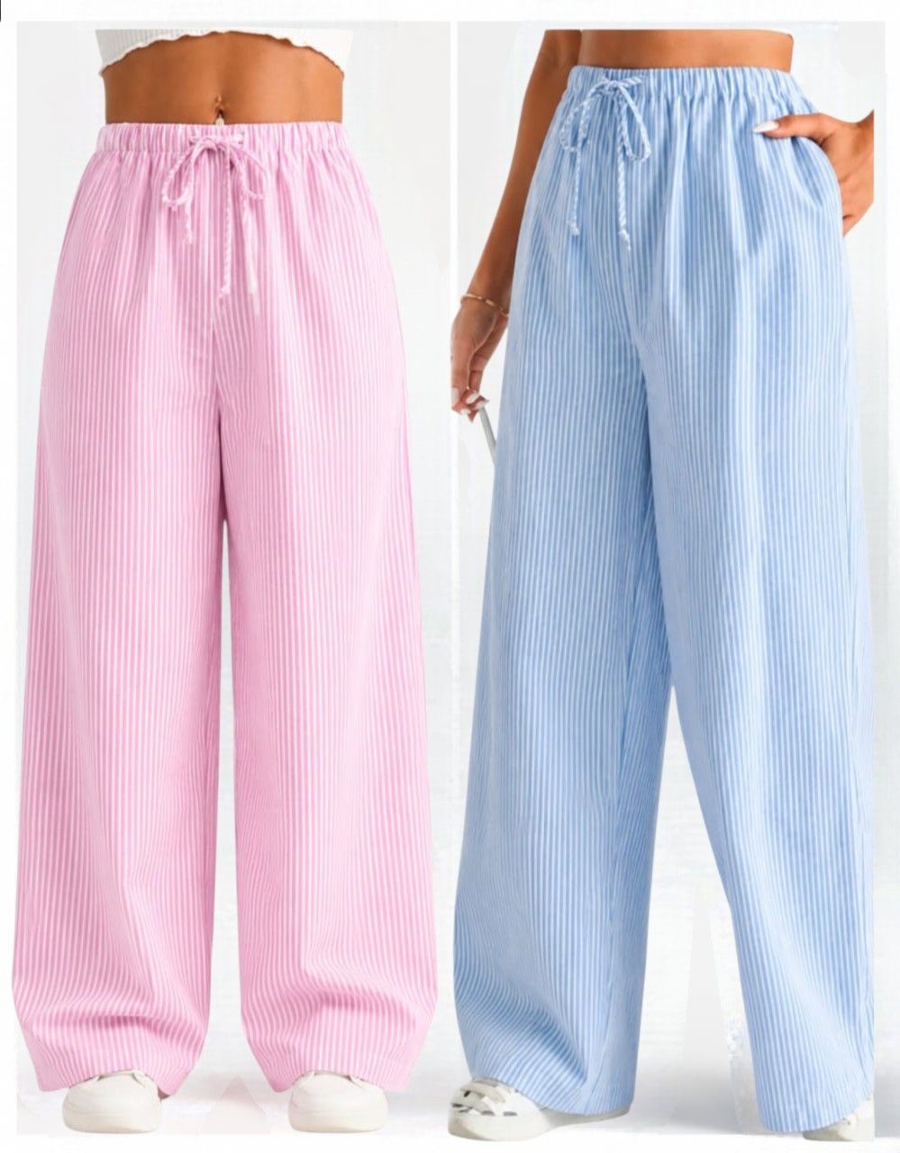 Pack of 2 Womens Pure Cotton Striped Elastic Waist Pajama Women Pyjama-image-4
