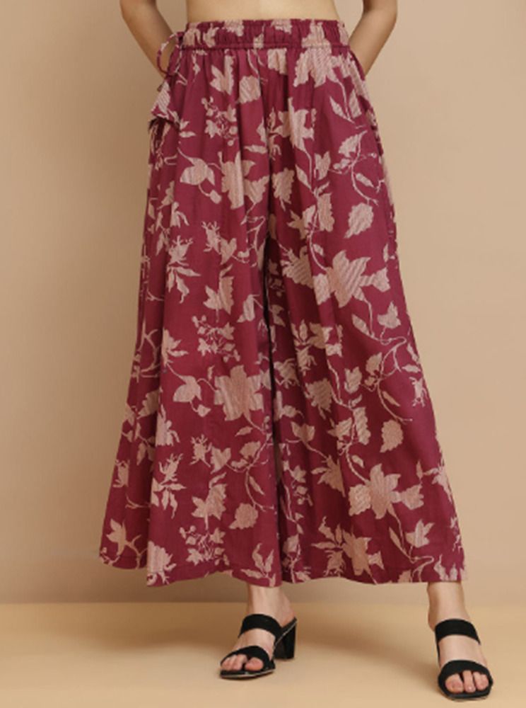 Women Ethnic Motifs Printed Cotton Flared Palazzo Women Pyjama-image-18