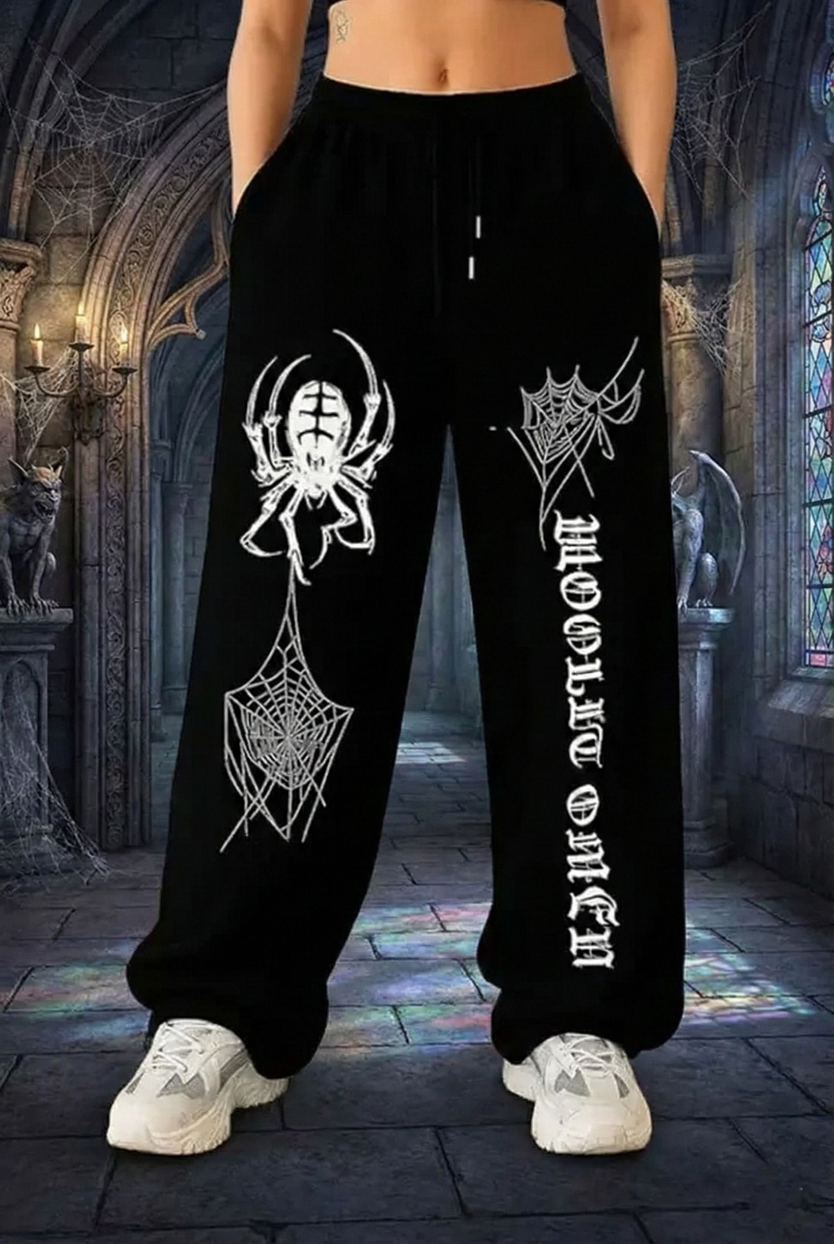 spider_print_women_pajama_grey Women Pyjama