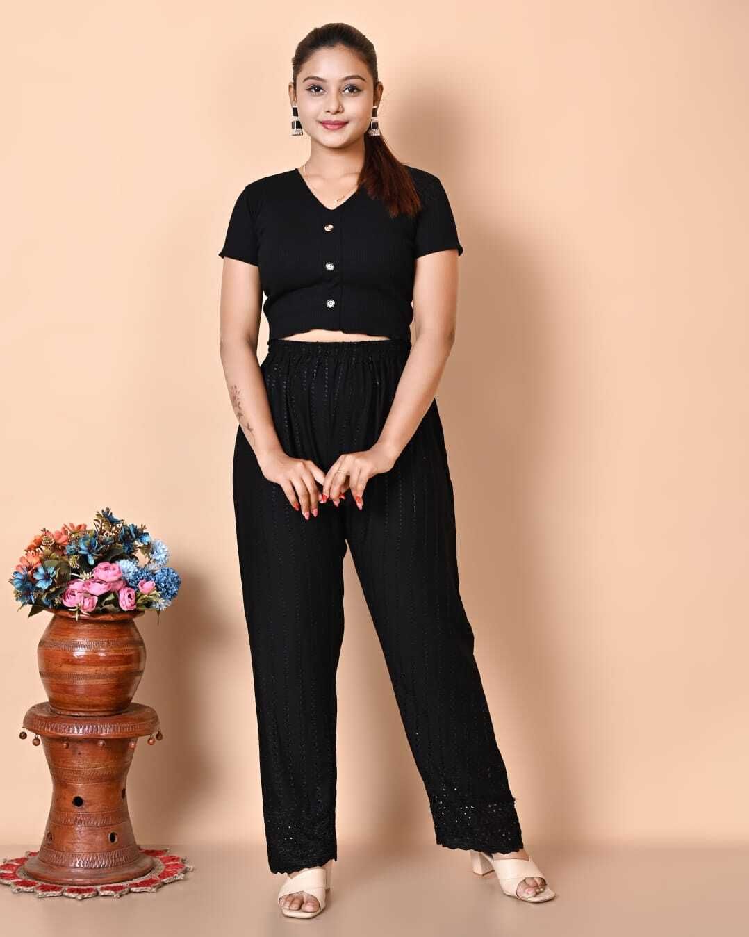 nasir dresses Women Palazzo Pants | Ladies White Straight Fit Palazzo for Casual Ethnic Wear Women Pyjama-picture-42
