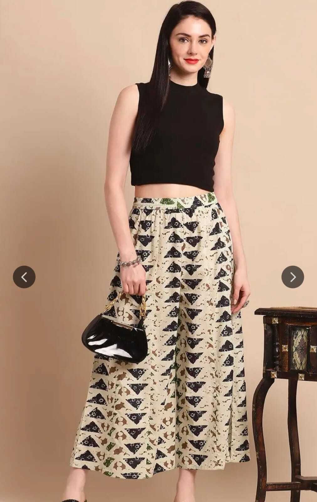 Women Ethnic Motifs Printed Cotton Flared Palazzo Women Pyjama