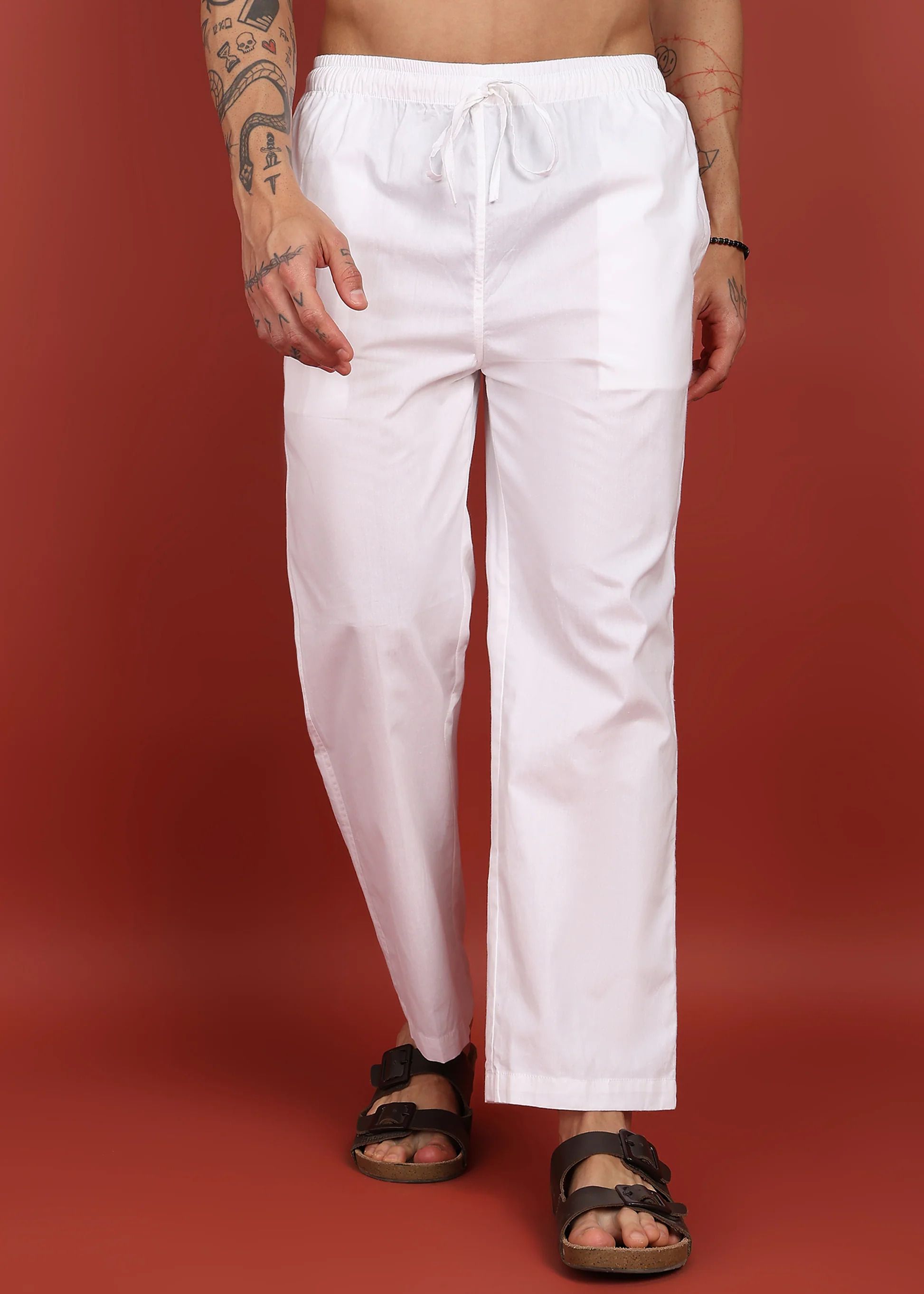 fabmade WHITE LOOSE FIT PAJAMA Men Pyjama-picture-16