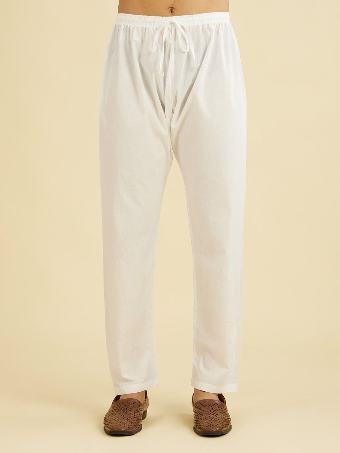 DIWAS by Manyavar White Cotton Solid Pyjama for Men Men Pyjama-picture-17