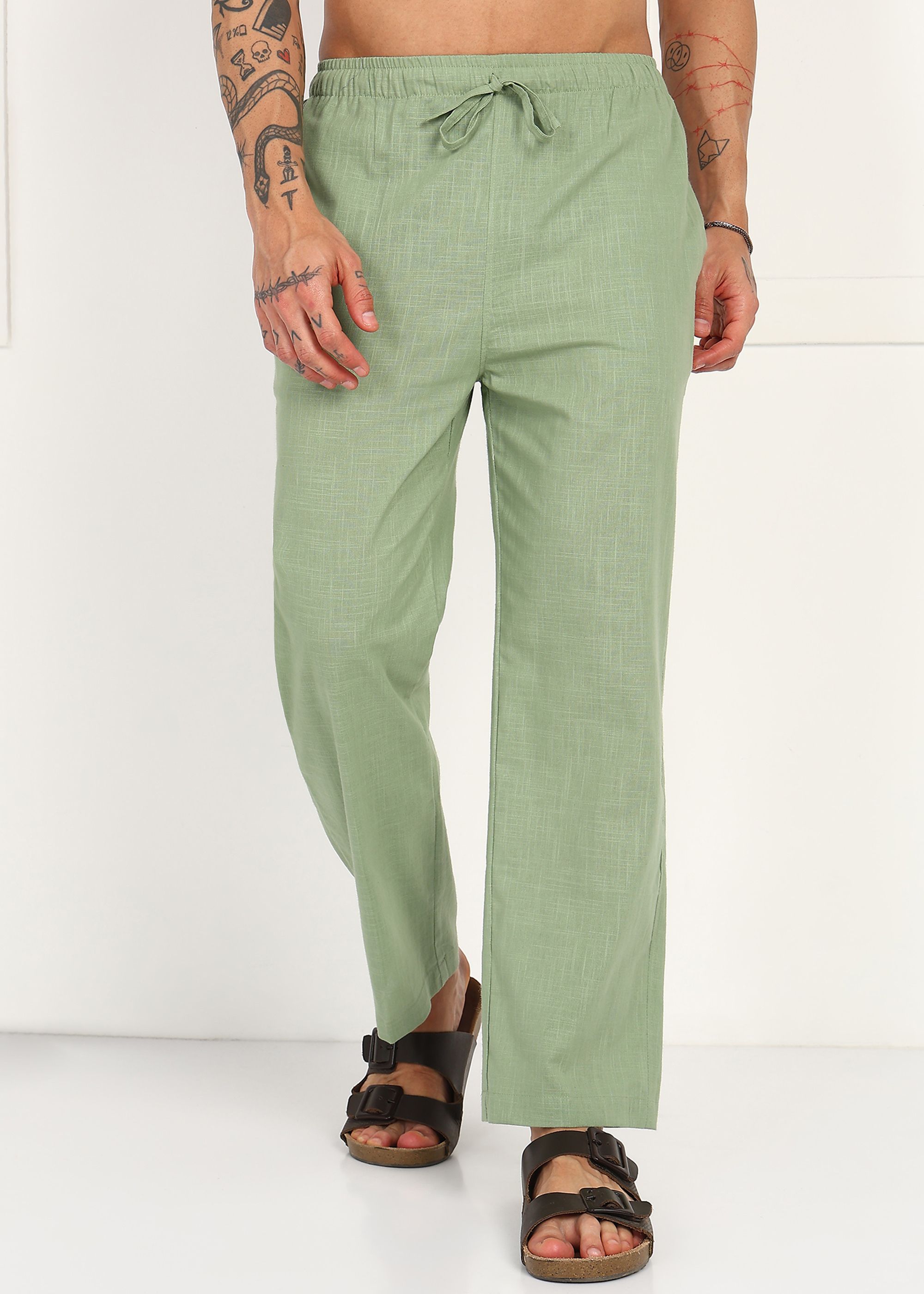Solid Pista Green Pajama Men Pyjama-image-10