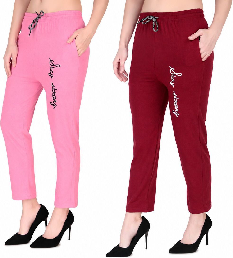 Pack of 2 Women Cotton Casual Style Pyjamas,Sleeper Maroon and Pink combo Women Pyjama-image-49