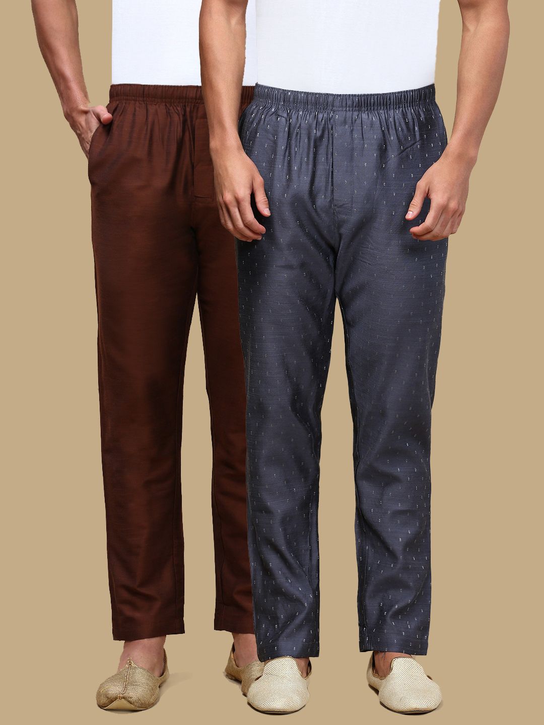 white heart Pack of 2 Mens Cotton Blend Ethnic Wear Solid & Ethnic Motifs Pyjama Men Pyjama-picture-15