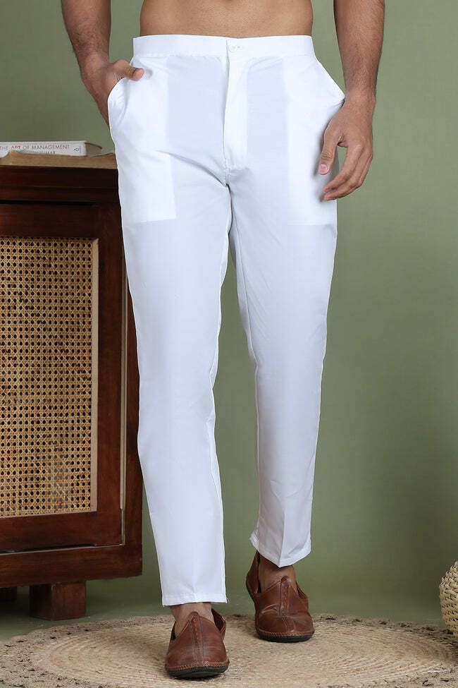 Men Regular White Straight Fit Pant Men Pyjama-image-9