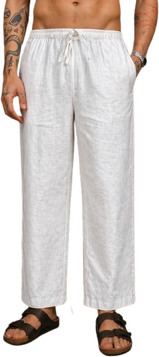 Men’s White Linen Loose Fit Pajama Men Pyjama-image-14