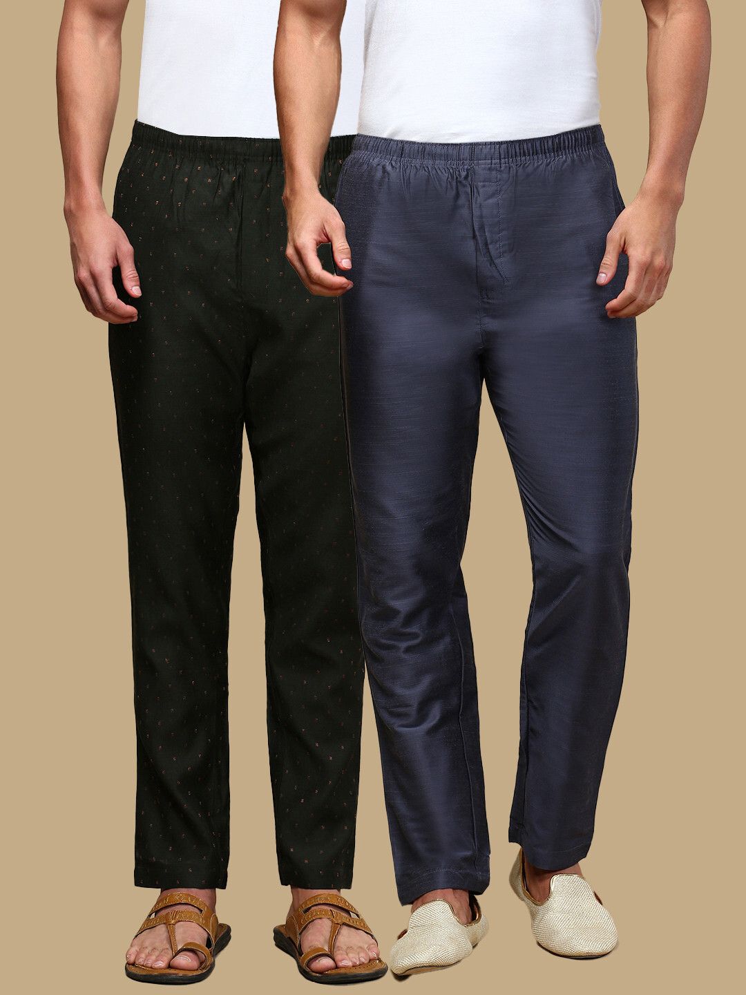 white heart Pack of 2 Ethnic Wear Viscose Blend Elasticated Waist with Side Pockets Men Pyjama-picture-39