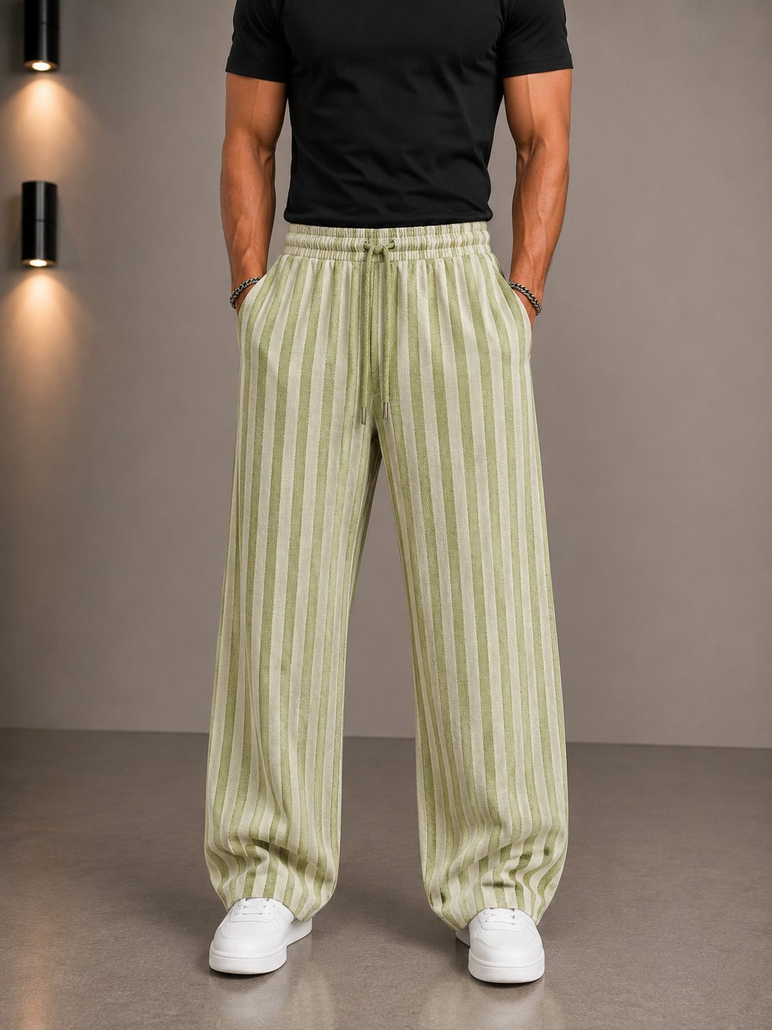 featous Stripe Wide Leg Pants Men Pyjama-picture-28