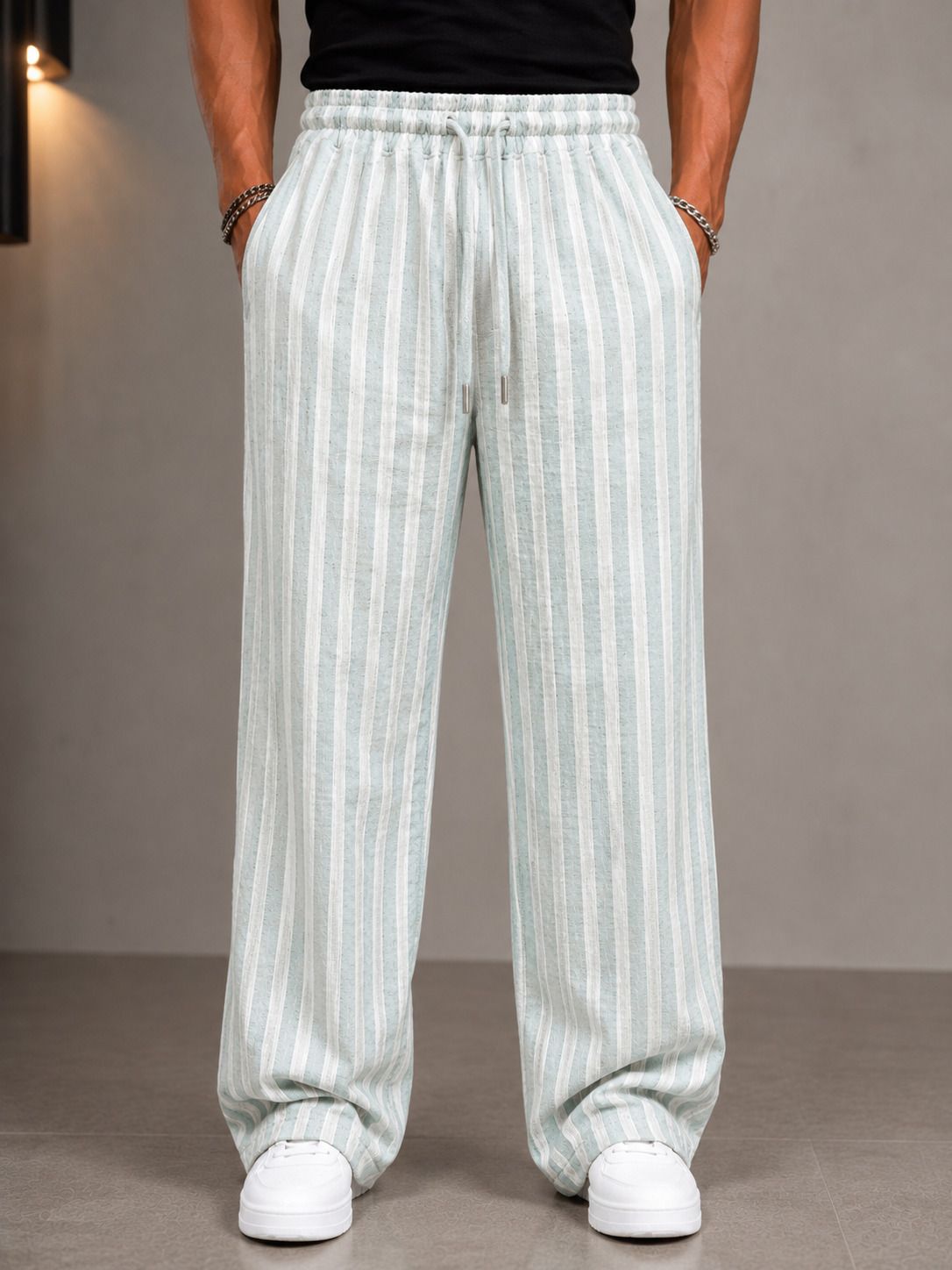 featous Stripe Wide Leg Pants Men Pyjama-picture-27