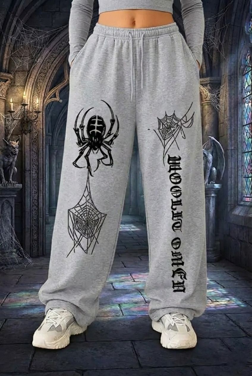 spider_print_women_pajama_grey Women Pyjama