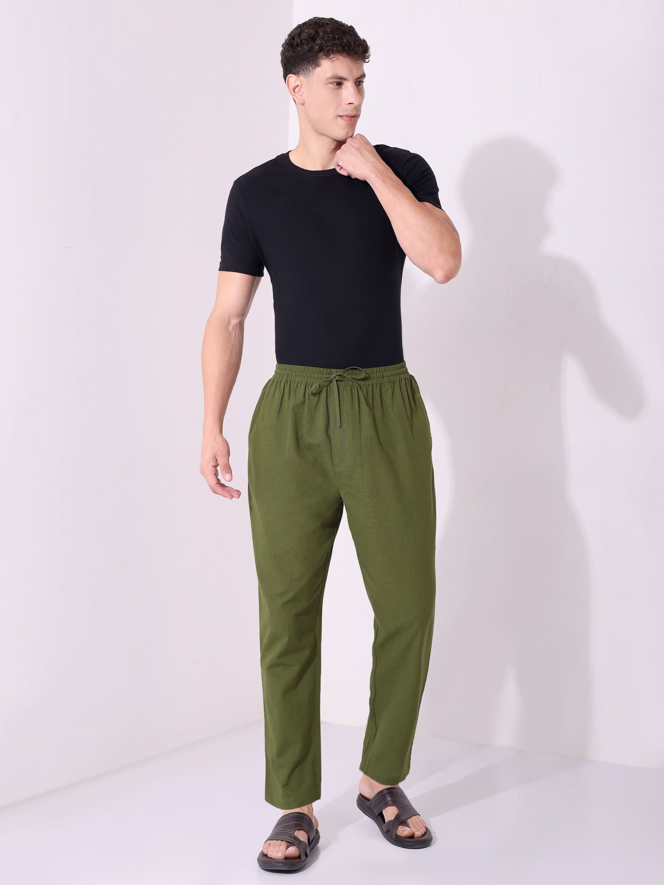 Regular Fit Cotton Blend Woven Casual Pyjama with Dual Pockets & Soft Waistband Men Pyjama-image-29