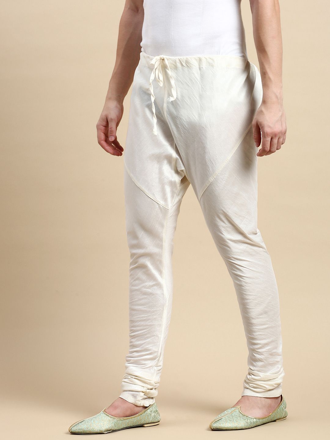 Men'S Solid Off-White Colour Art Silk Pyjamas From Sanwara Men Pyjama-image-8