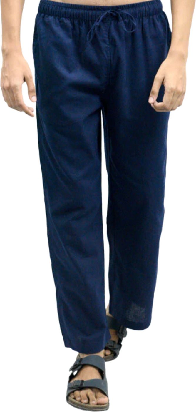 trendy buyzaar Men's Cotton Linen Navy Blue Losse - Fit Pyjama Men Pyjama-picture-11