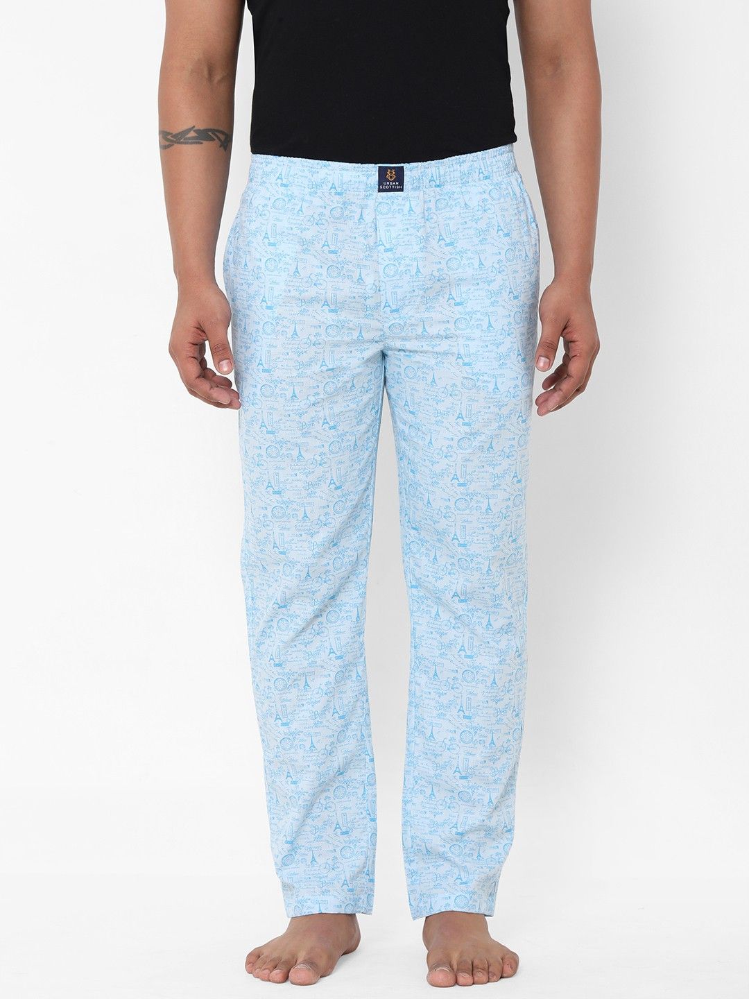 urban scottish Comfortable Pajama 100% Cotton with Side Pocket BLUE printed, Men Pyjama-picture-14