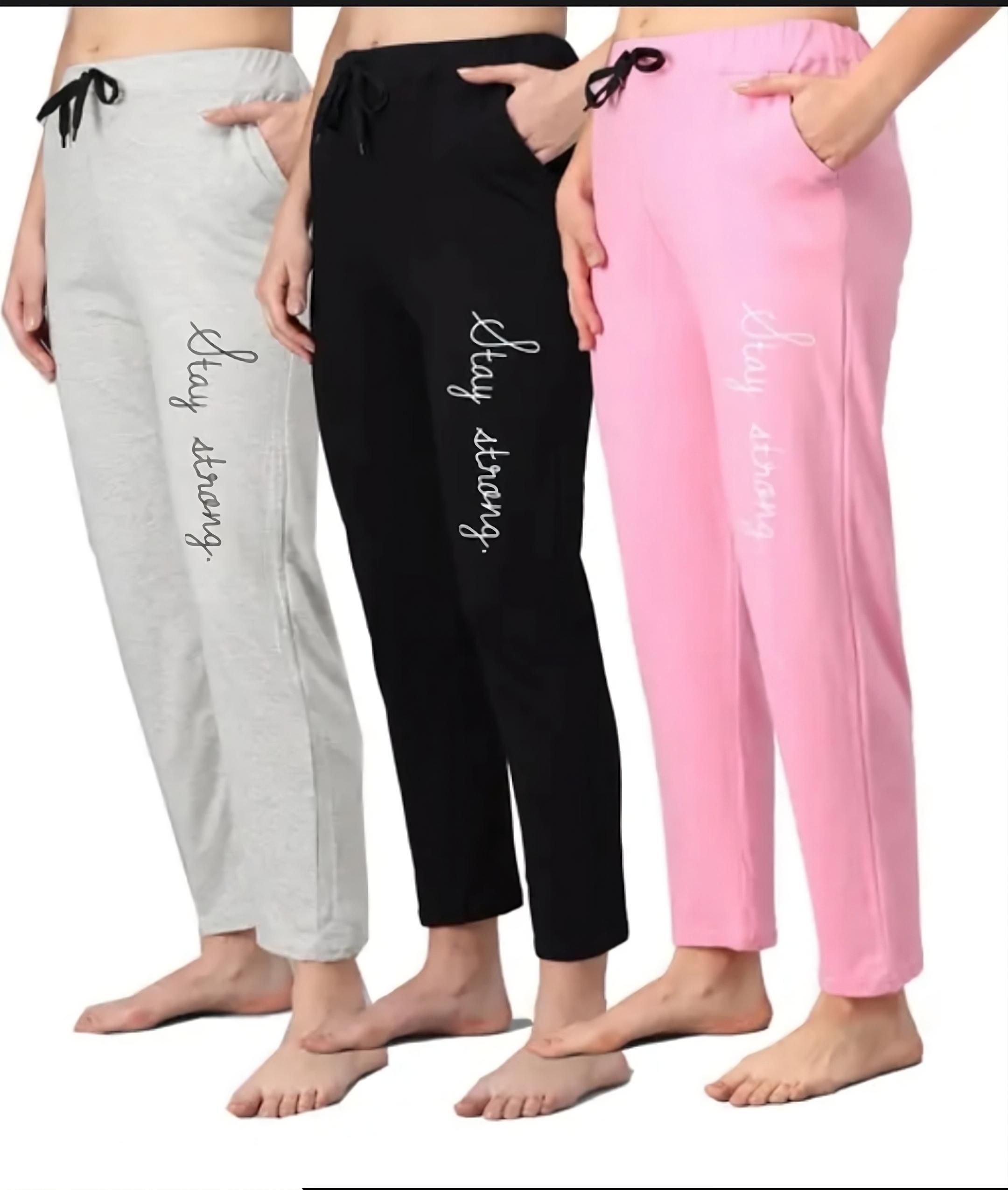 Pack of 3 Casual Sleepwear Night Pants Combo Cotton Blend Girls Women Pyjama-image-4