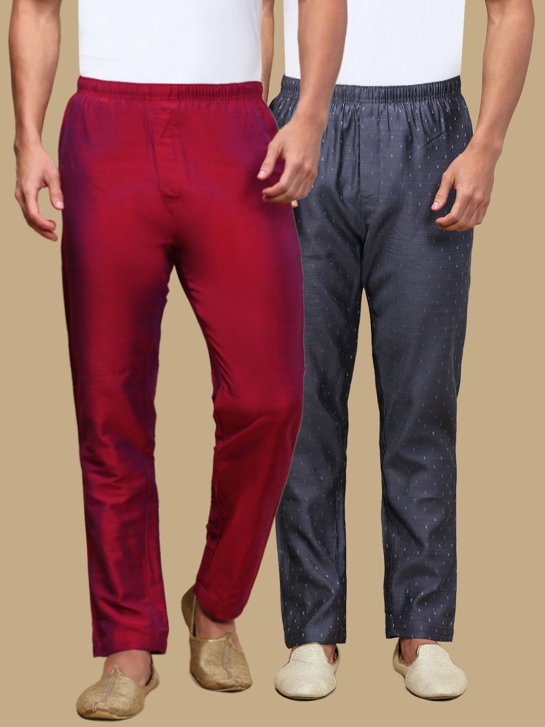 white heart Pack of 2 Mens Cotton Blend Ethnic Wear Solid & Ethnic Motifs Pyjama Men Pyjama-picture-15