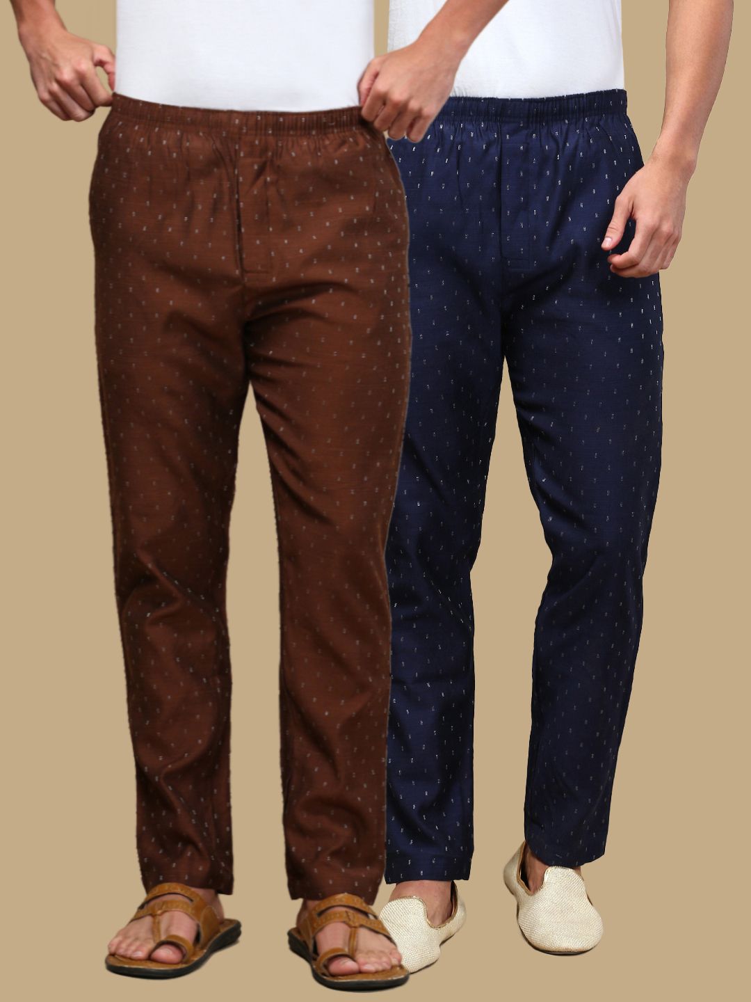white heart Pack of 2 Mens Cotton Blend Ethnic Wear Ethnic Motifs Pyjama Men Pyjama-picture-22