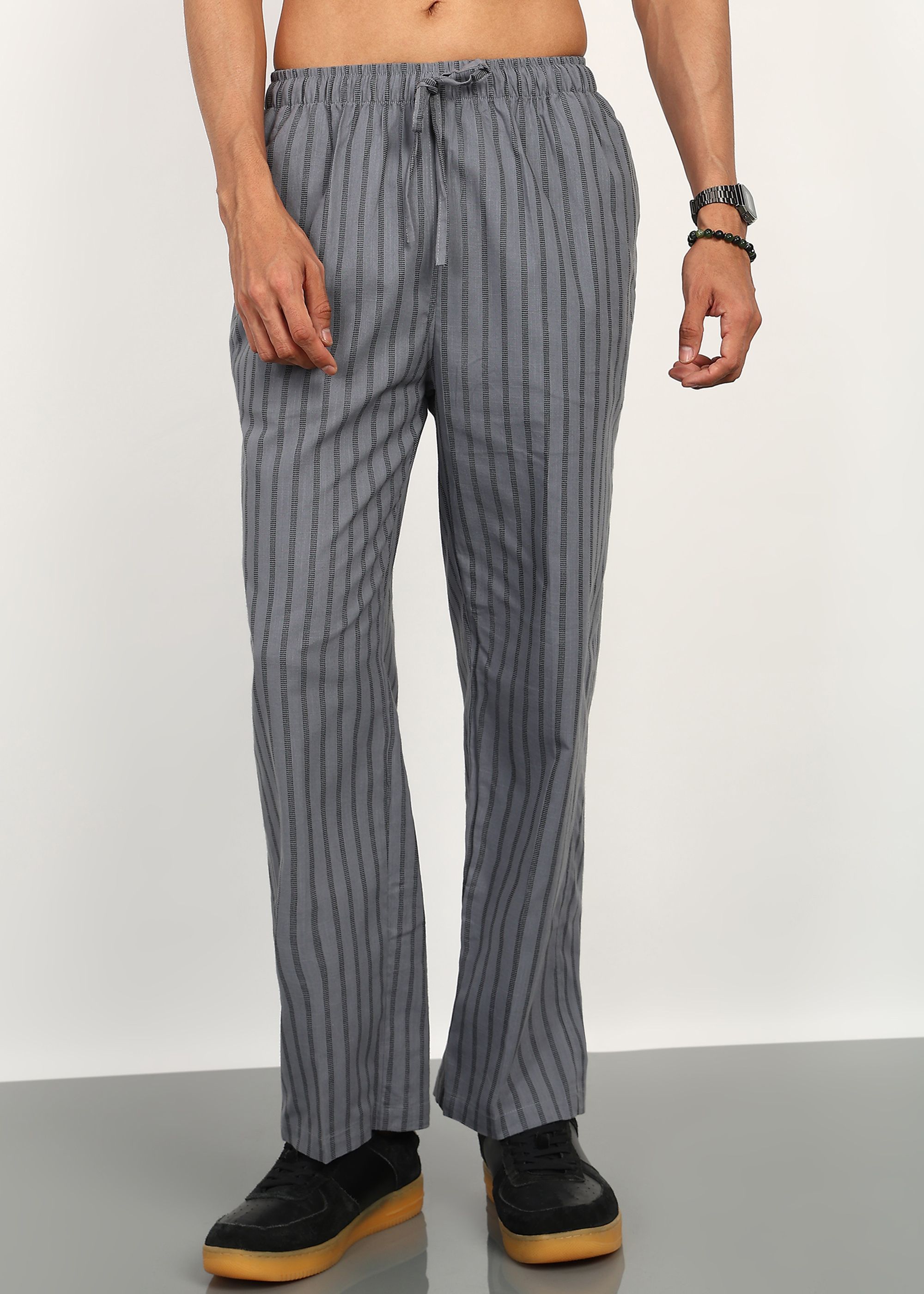 fabmade GREY LINING CHECKED FULL PAJAMA Men Pyjama-picture-20