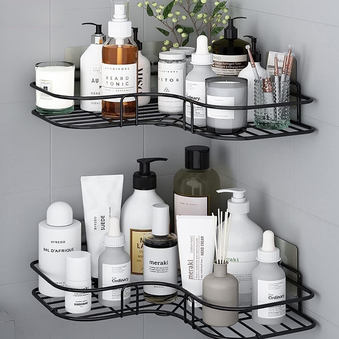 Maitri Containers Compact Steel Shelf – Kitchen & Bathroom Corner Storage Stainless Steel Wall Shelf-image-49