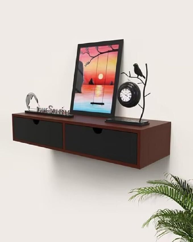wooden Wall mount Floating 2 drawer wall shelf MDF (Medium Density Fiber) Wall Shelf-image-29