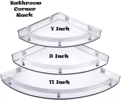 Bathroom Corner Wall Shelf Rack 3in1 Unbreakable Plastic Acrylic Wall Shelf