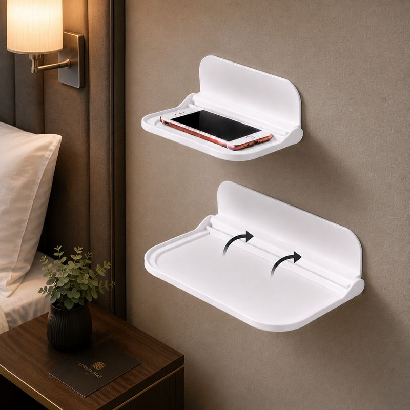 keshhom 2 Pic Foldable Wall Shelf for Mobile Portable Storage Plastic Wall Shelf-picture-10