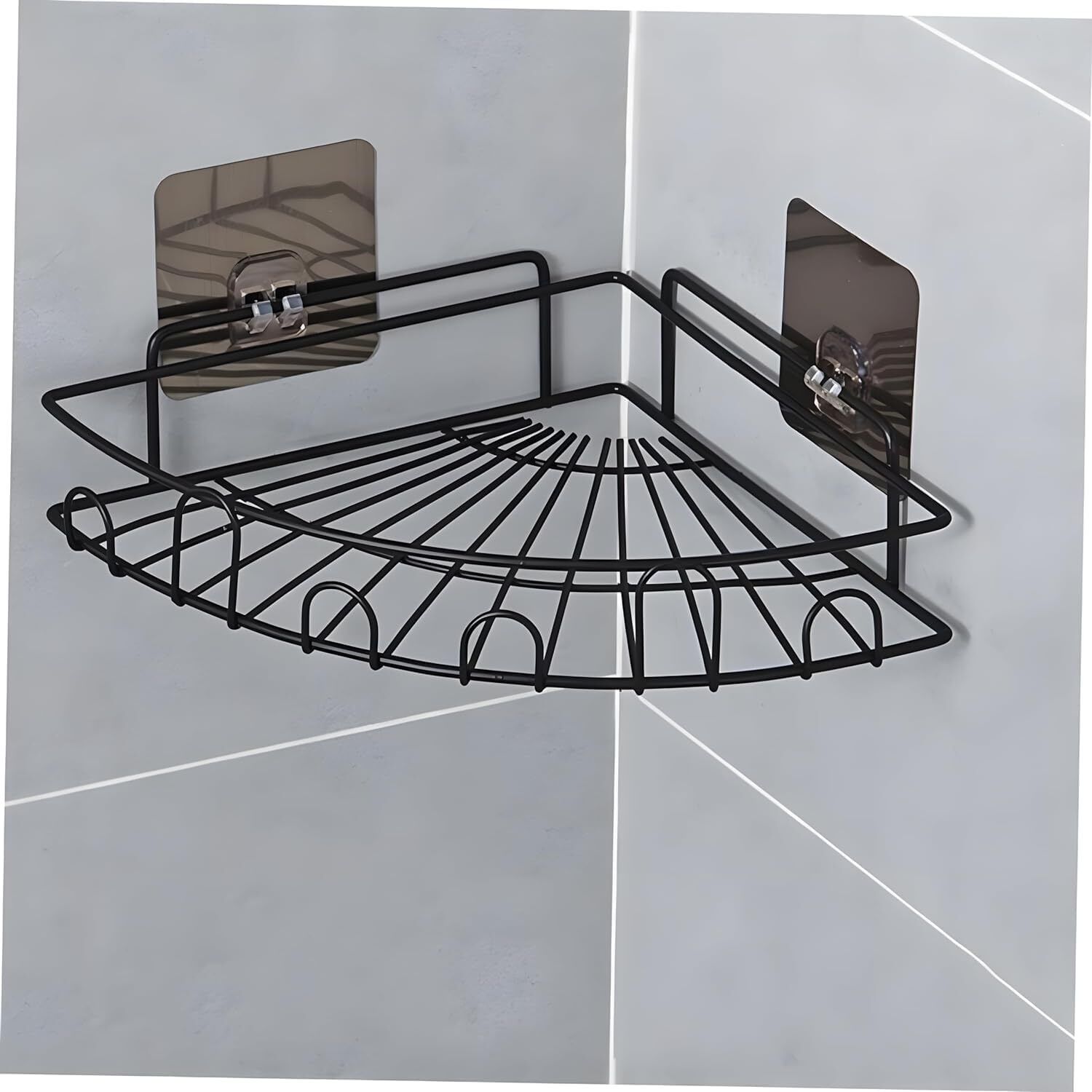 birdwing Self Adhesive Bathroom Corner Shelf No Drill GI Metal Black Pack of 2 Iron Wall Shelf-picture-44