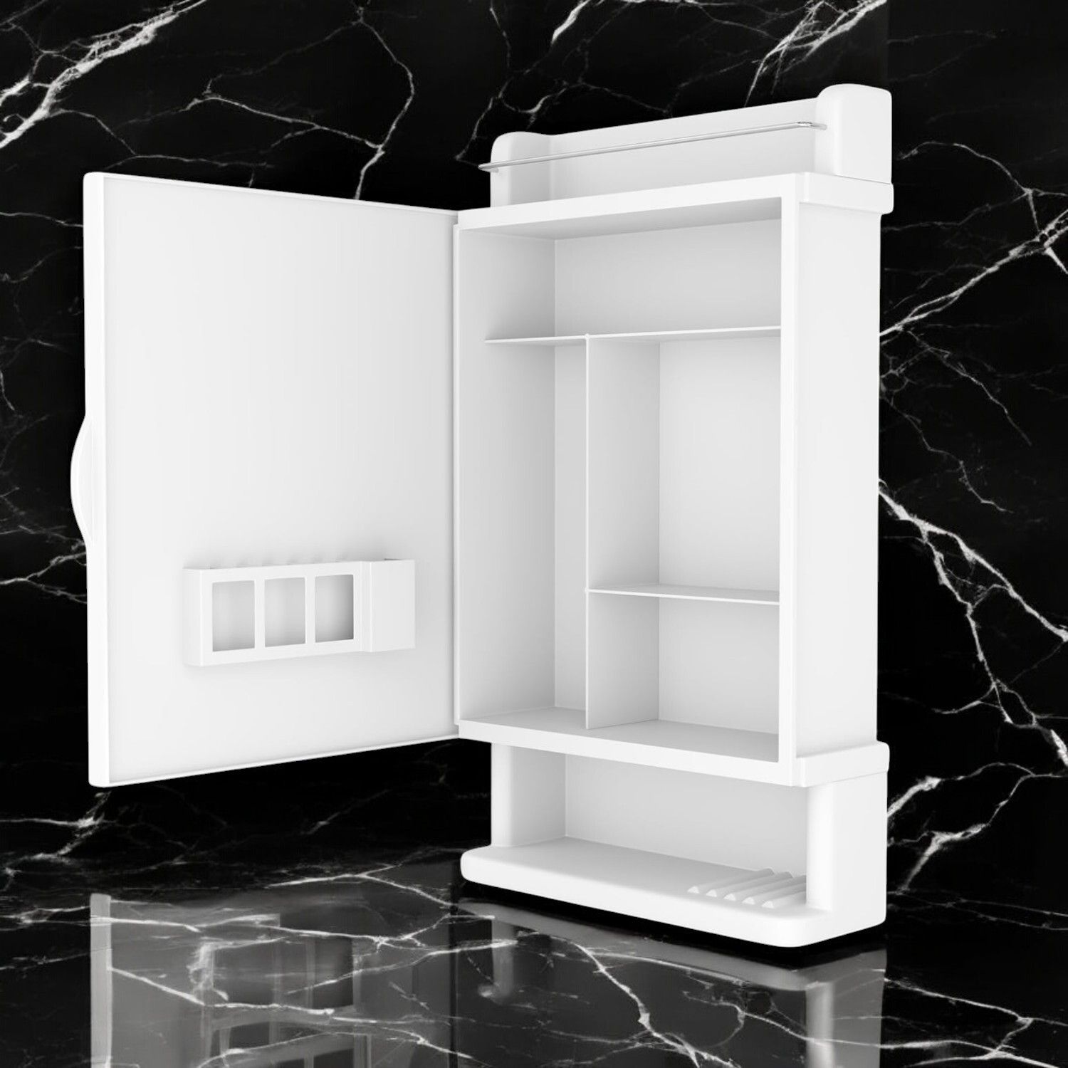 bath queen Morris Rich Look Bathroom Cabinet with Mirror White Acrylic Wall Shelf-picture-21