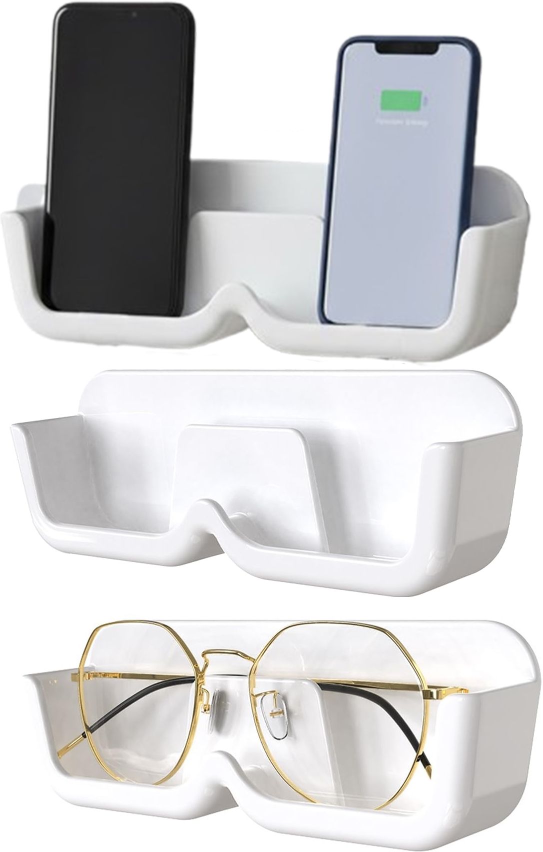 Flipkart SmartBuy Wall Mount Mobile Stand with Sunglasses Slot, Phone Charging Shelf White 3 Pics Mobile Holder