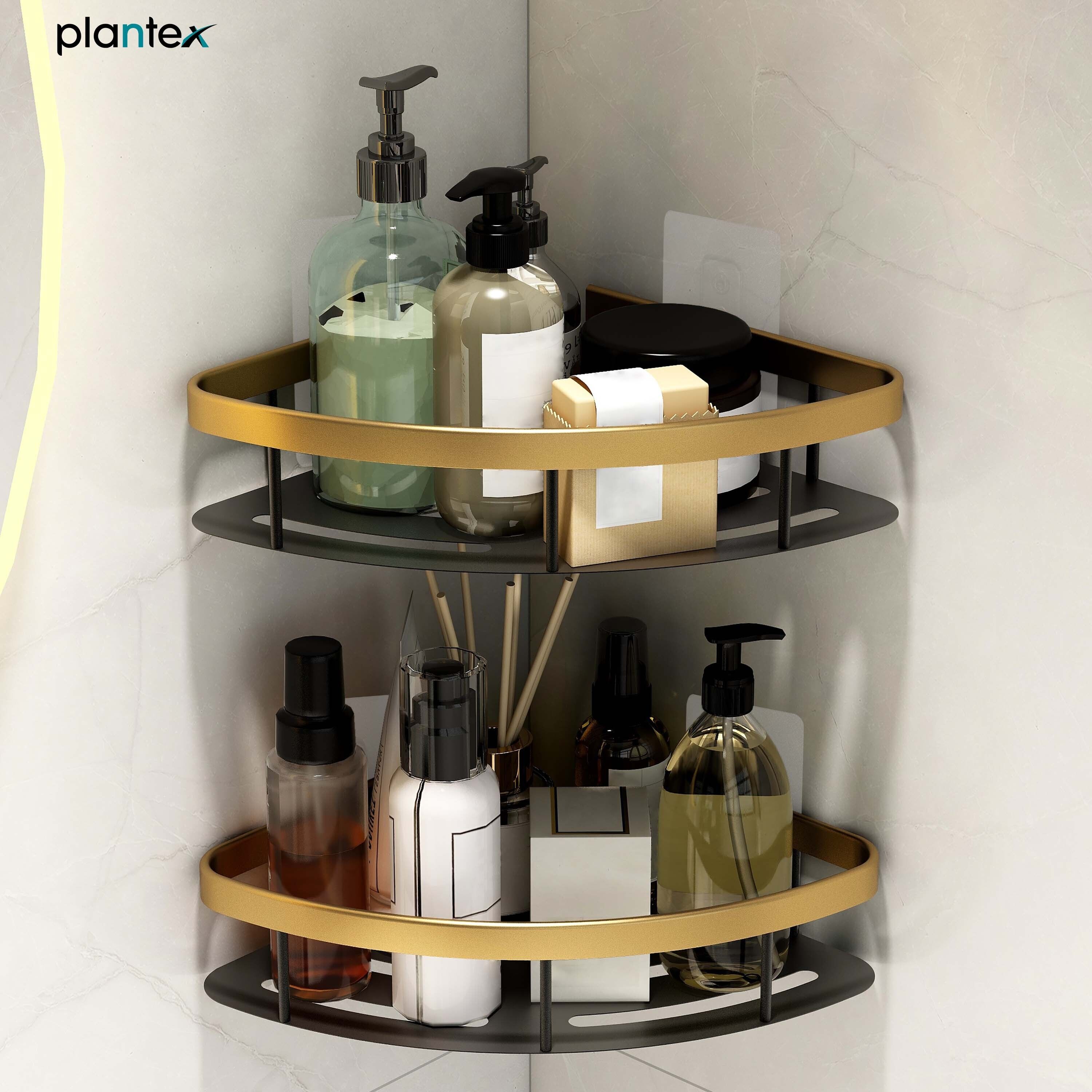 Corner Shelf/Shelf for Bathroom/Organizer Shelf with Self Adhesive Sticker-9x9in Aluminium Wall Shelf-image-46