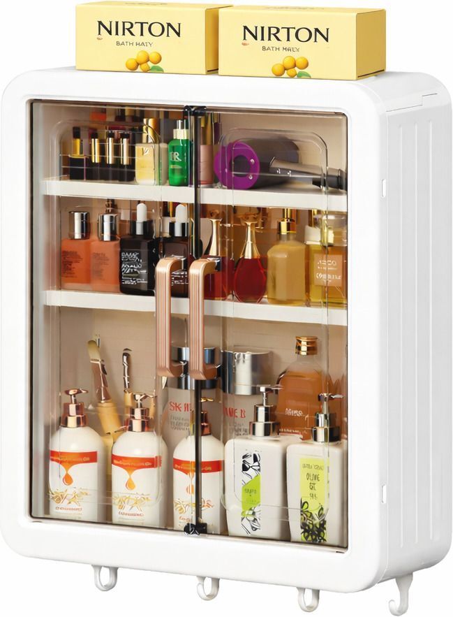 Wall-Mounted Magnetic Cosmetic Storage Box Plastic Wall Shelf-image-4