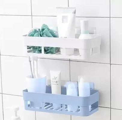 hatmeet PACK OF 2 Wall Mounted Plastic Stand For Plastic For Bathroom Rack Self Shelves Plastic Wall Shelf-picture-12