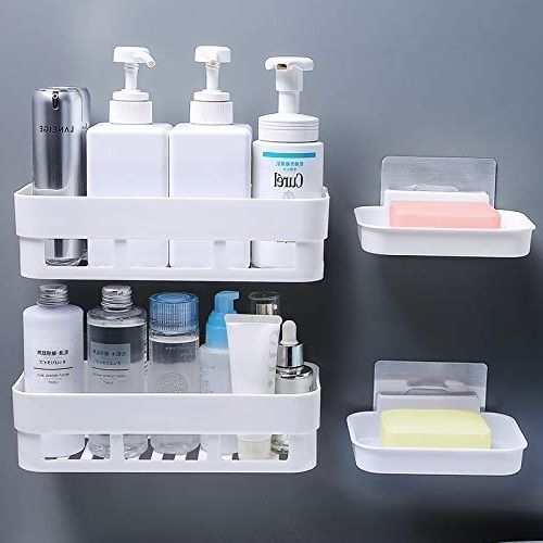 mixco Multipurpose Wall Holder Bathroom Strong Shower Rack Shelf And Shop Dish Plastic Wall Shelf-picture-24