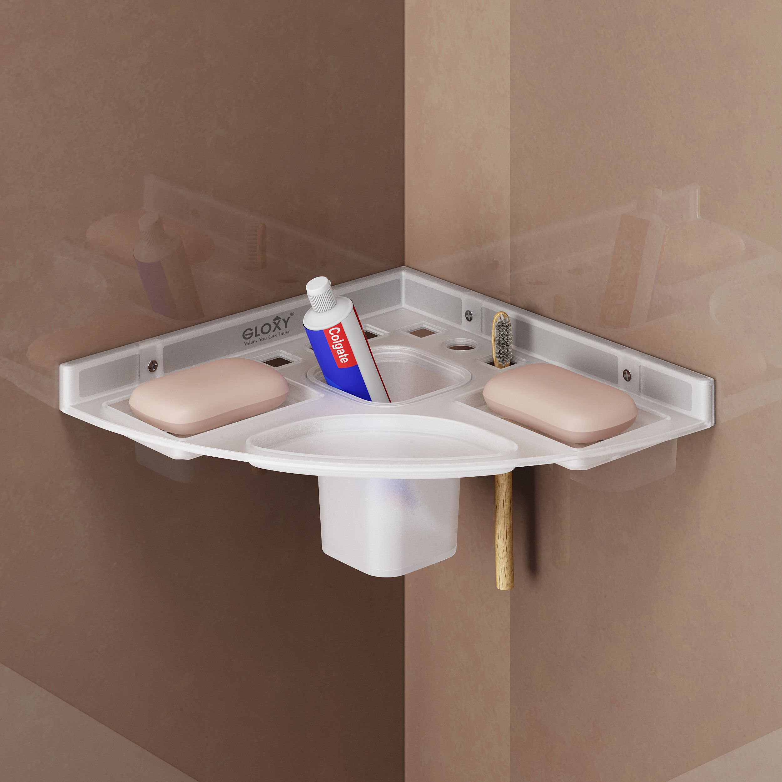 Bathroom Corner Shelf | Soap Dish & Toothpaste Rack – Wall Mount 9 inch 1 Bar Towel Rod-image-49