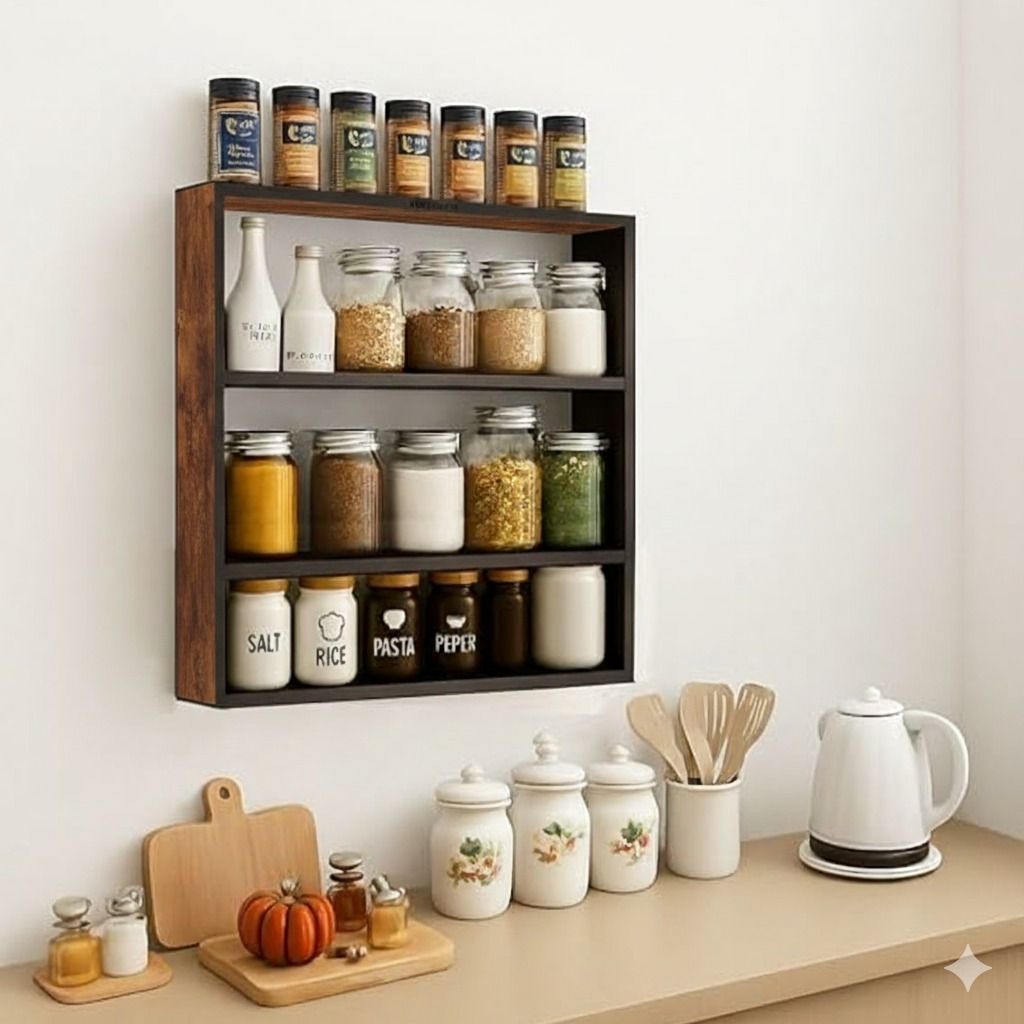 vars decor Containers Kitchen Rack KITCHEN RACK SHELF Wood-picture-12