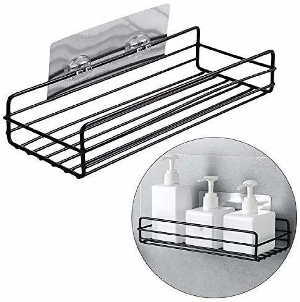 pramukhs Stainless Steel Bathroom Rack | Self Adhesive Kitchen Storage Shelf | Stainless Steel Wall Shelf-picture-37