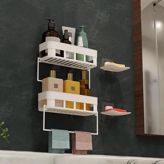 Self Adhesive Bathroom Shelf/Bathroom Organizer Shelf Bathroom Accessories Plastic Wall Shelf-image-32