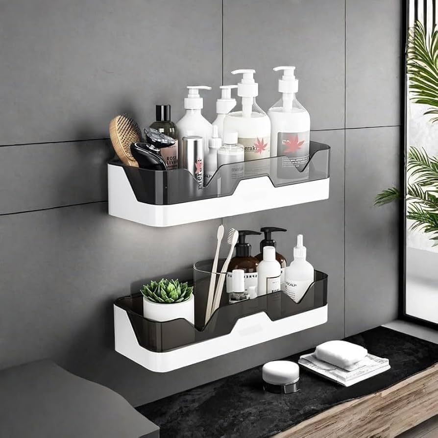flomore products Wall-Mounted Bathroom Storage Shelf – No-Drill Shower Organizer Plastic Wall Shelf-picture-22
