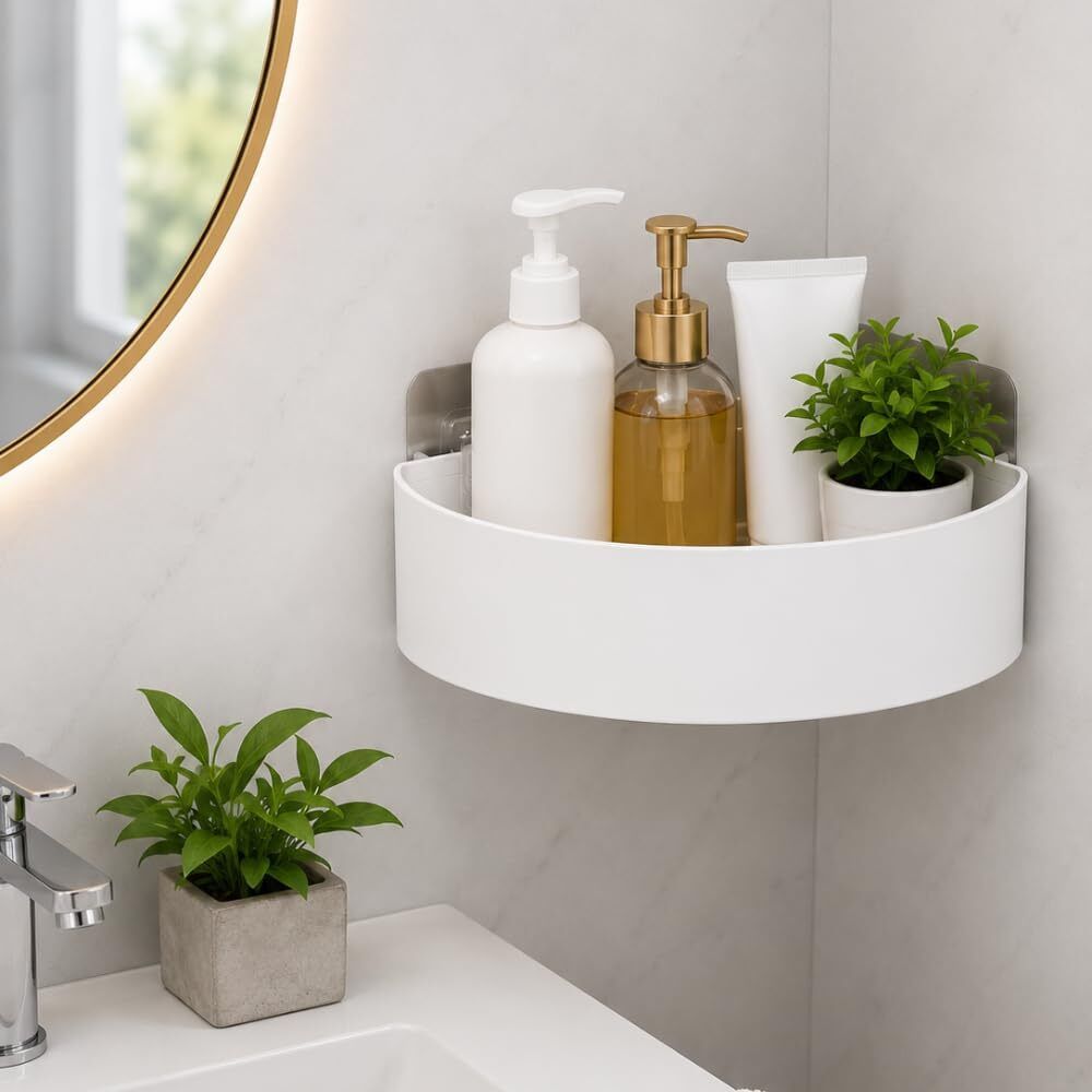 inotik Bathroom Triangle Shelves Plastic Accessories,Bathroom Rack Plastic Wall Shelf-picture-26