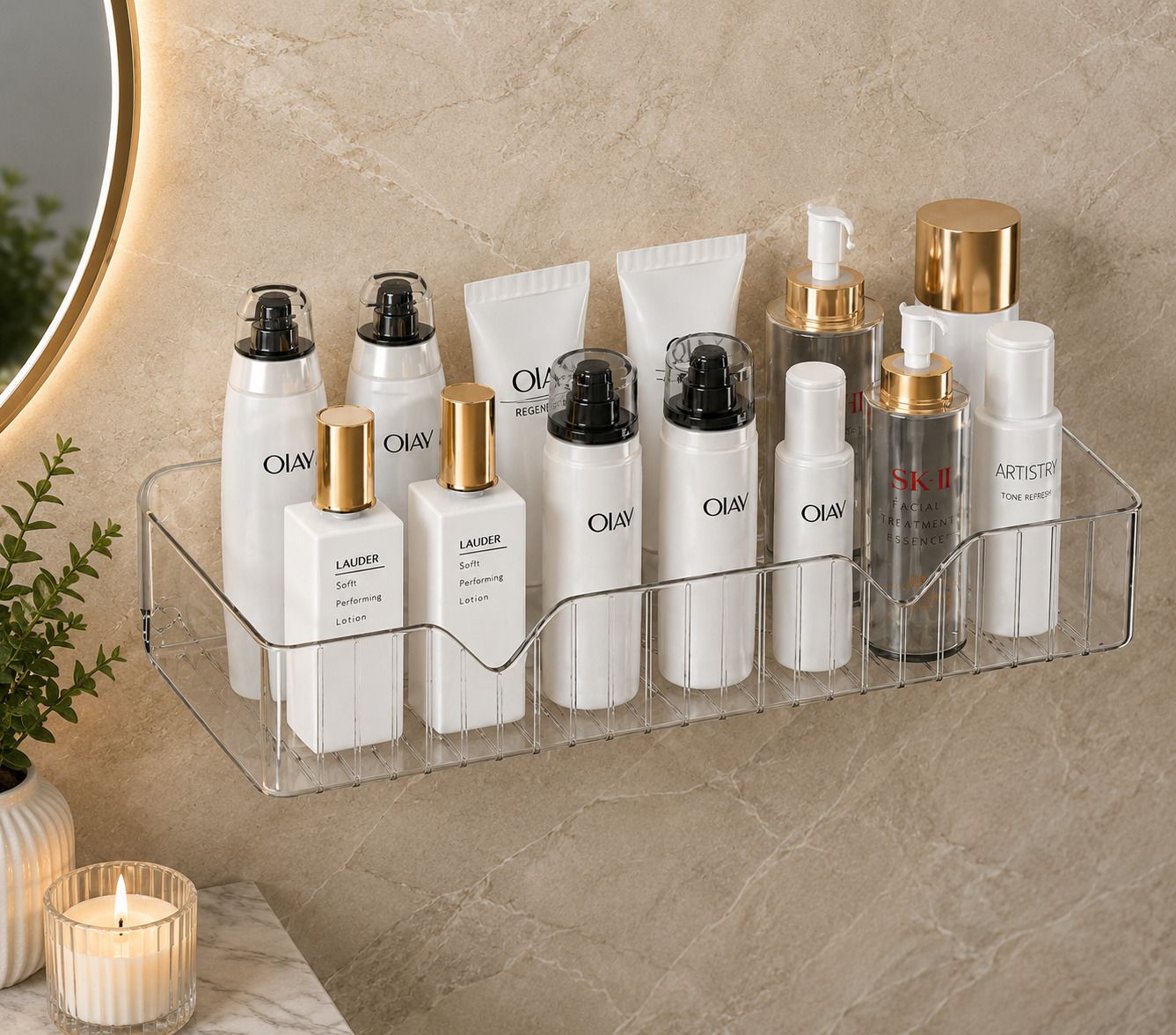 elitecart Transparent Bathroom Shelf Wall Mounted Storage Rack for Bathroom & Kitchen Plastic Wall Shelf-picture-12