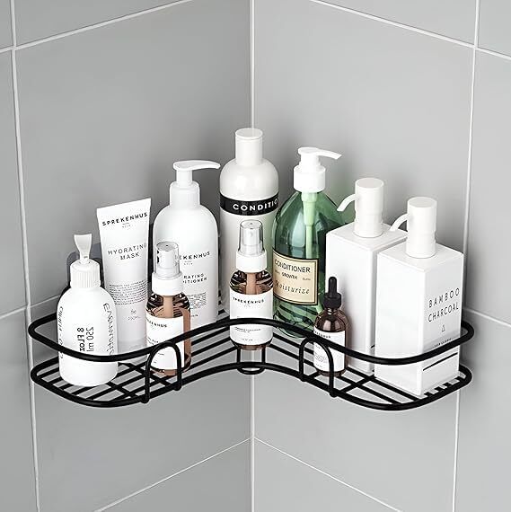 inotik Self-Adhesive Heavy Duty Metal Bathroom Storage Corner Rack Steel Wall Shelf-picture-30