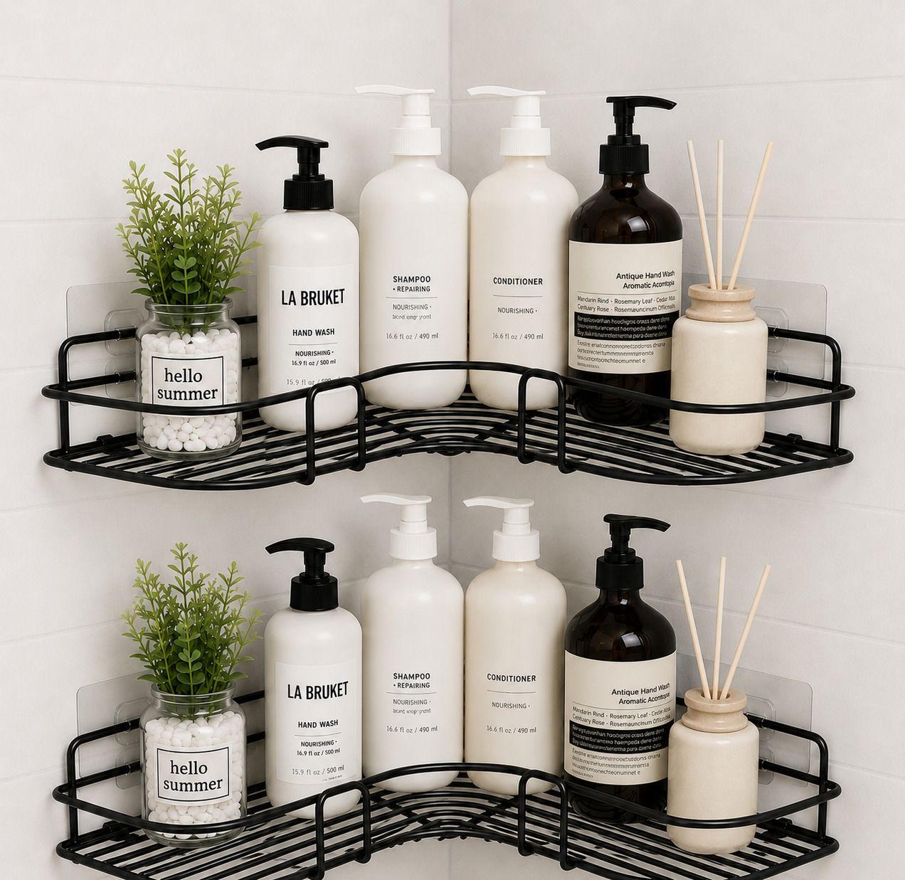 ziros Self-Adhesive Corner Shelf, Metal Organizer for Bathroom and Kitchen,No Drilling Steel Wall Shelf-picture-25