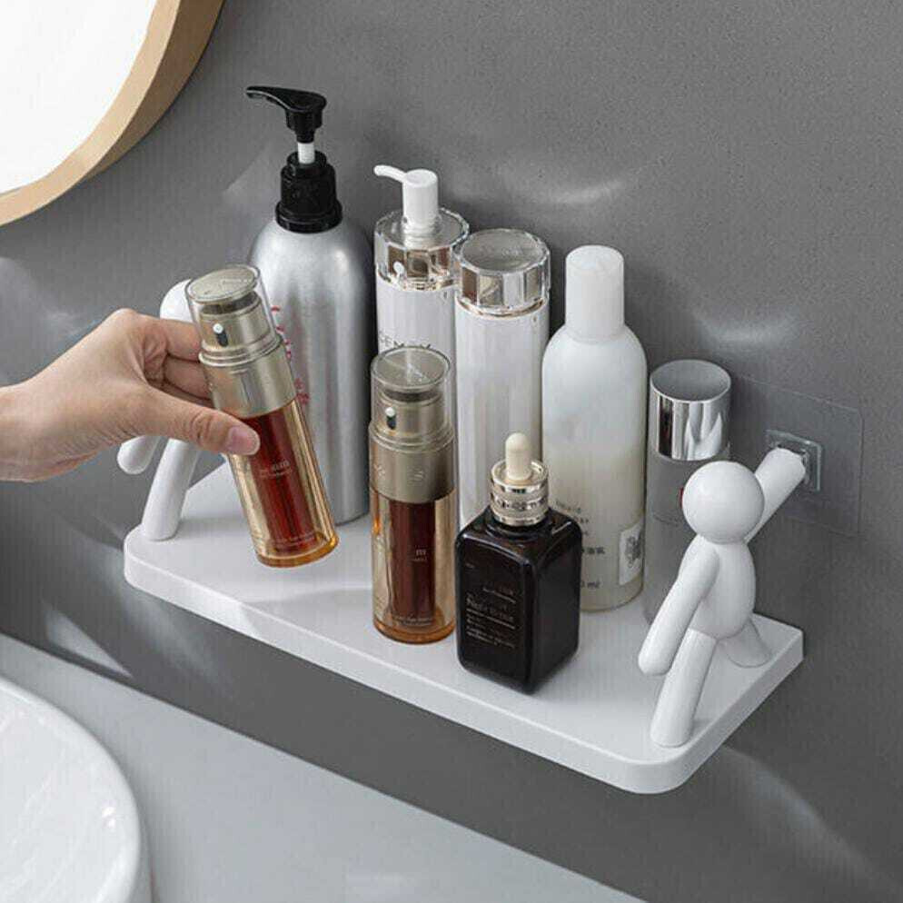 sjk Self Adhesive Multi-Purpose Wall Hanging Humanoid floating Shelf 363 Shower Caddy Organizer image 1