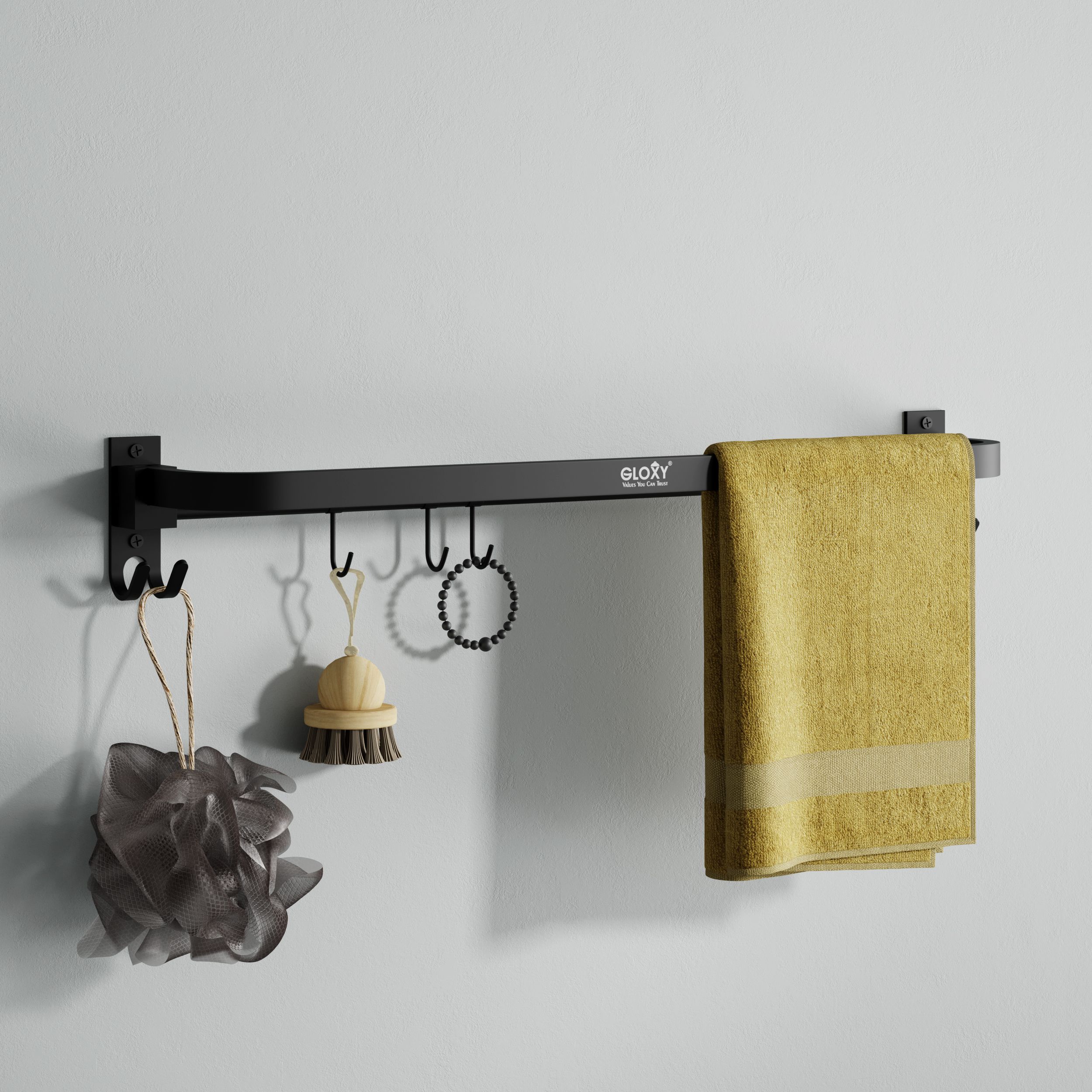 gloxy Folding Bathroom Rod – Coated Napkin & Towel Holder for Small Spaces 24 inch 1 Bar Towel Rod-picture-24