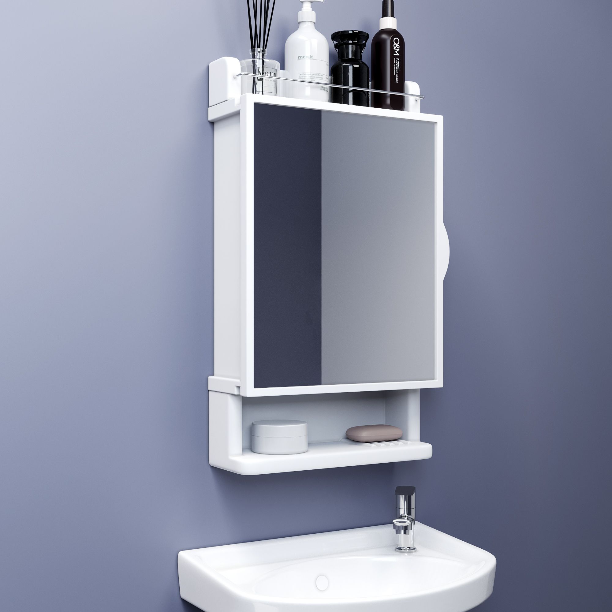 gloxy Bathroom Cabinet with Mirror Unbreakable Acrylic Premium Multipurpose Bathroom Mirror-picture-10