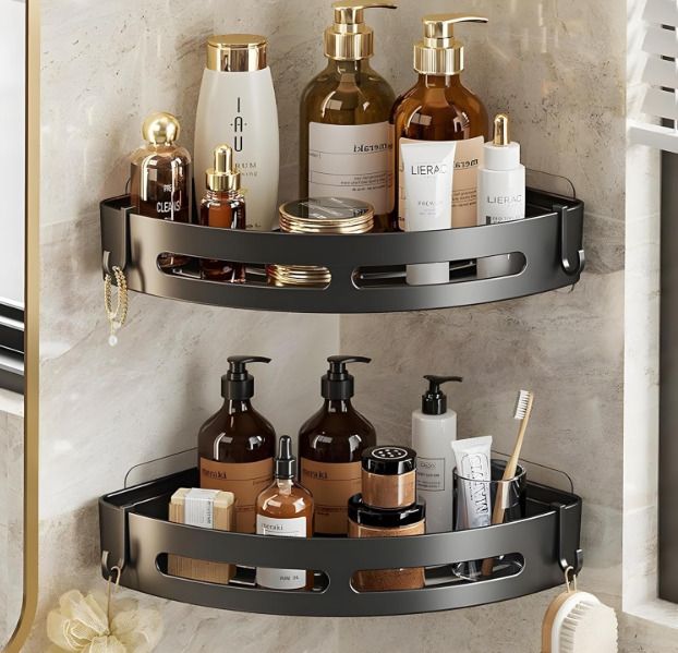 Self Adhesive Bathroom Shelf Wall Mounted No Drill Organizer Rack Plastic Wall Shelf-image-15